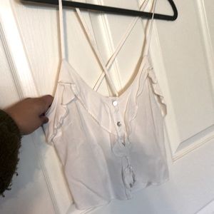 White Cross-back Crop Top
